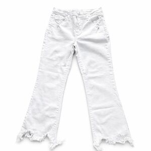 Cello High Rise Cropped Flare Jeans Size 9 White Raw Hem